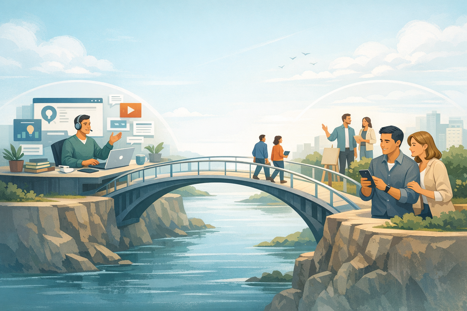Knowledge-sharing acting as a bridge between expertise and the people looking for help.
